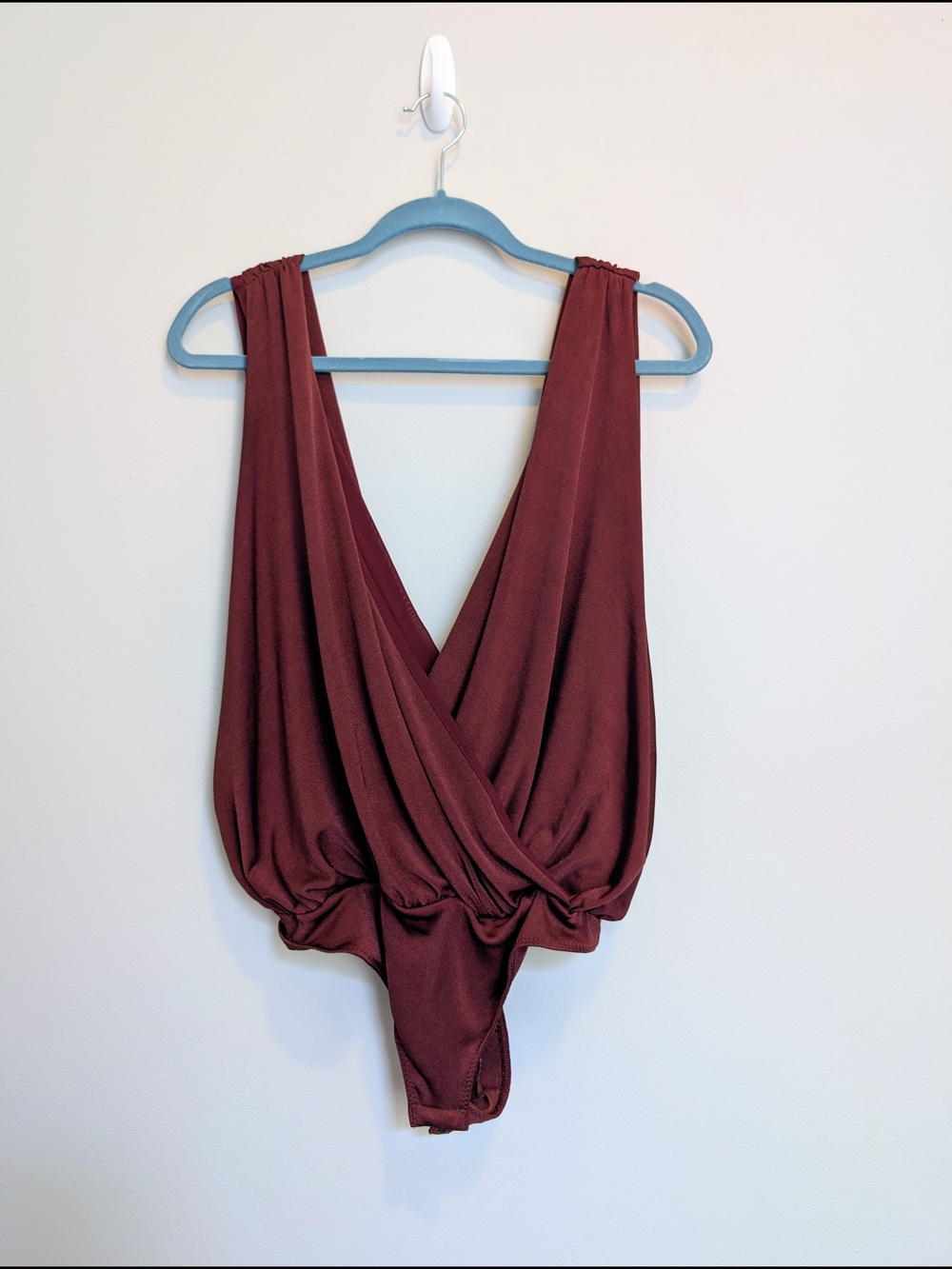 FP  Flowy Deep V Maroon Bodysuit